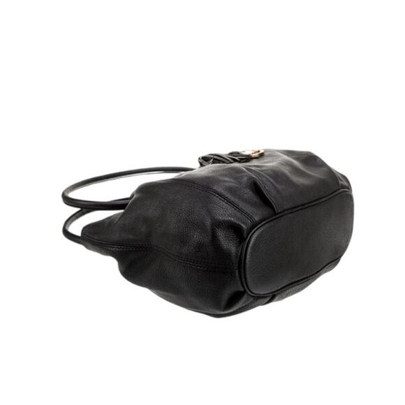 Michael Kors Black Gold-Tone Hardware Tasseled Leather Top Handle Bucket Bag - Picture 7 of 15